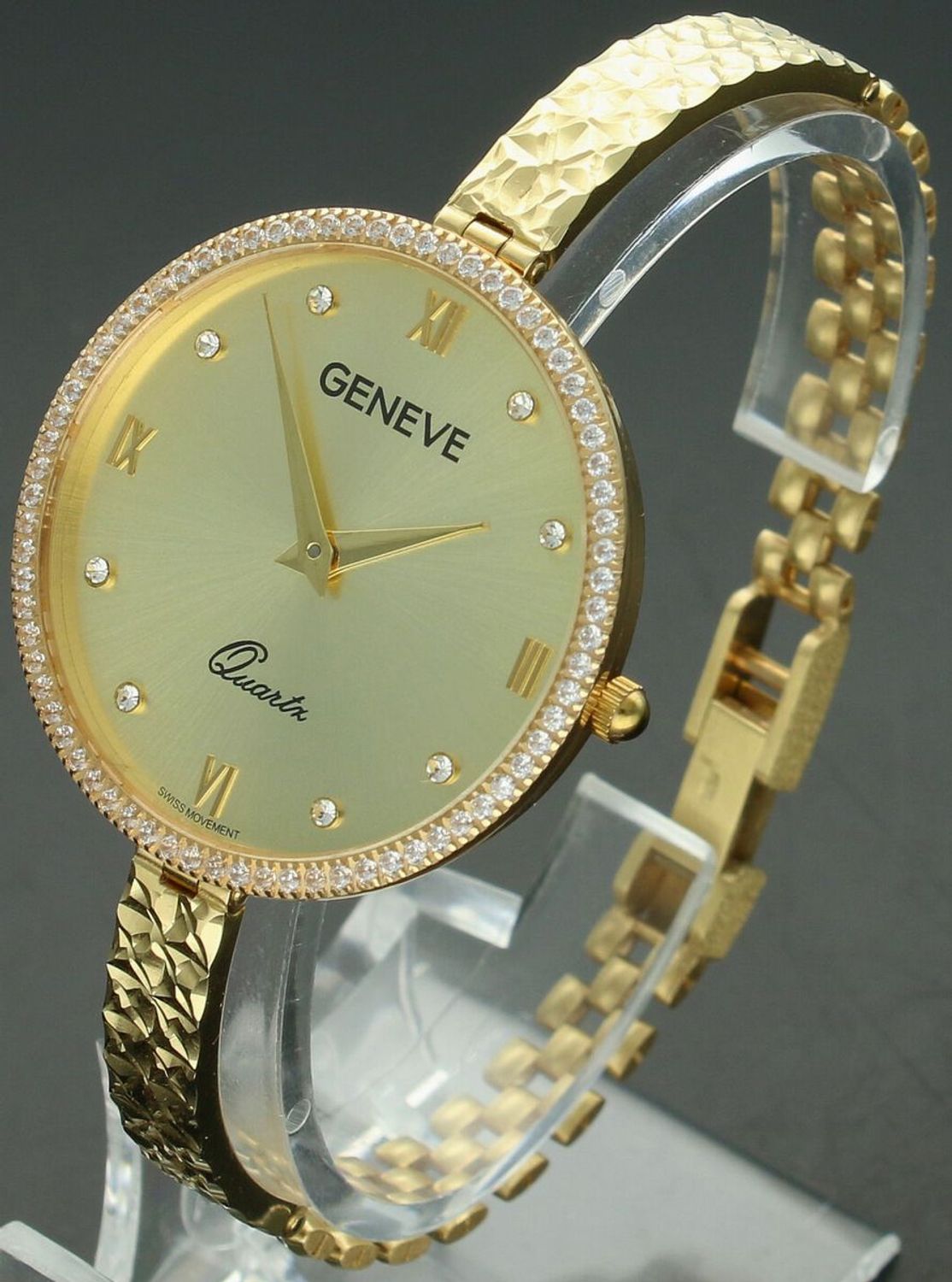 Damski zegarek złoty GENEVE próba 585, cyrkonie GENEVE AP128-4037.jpg